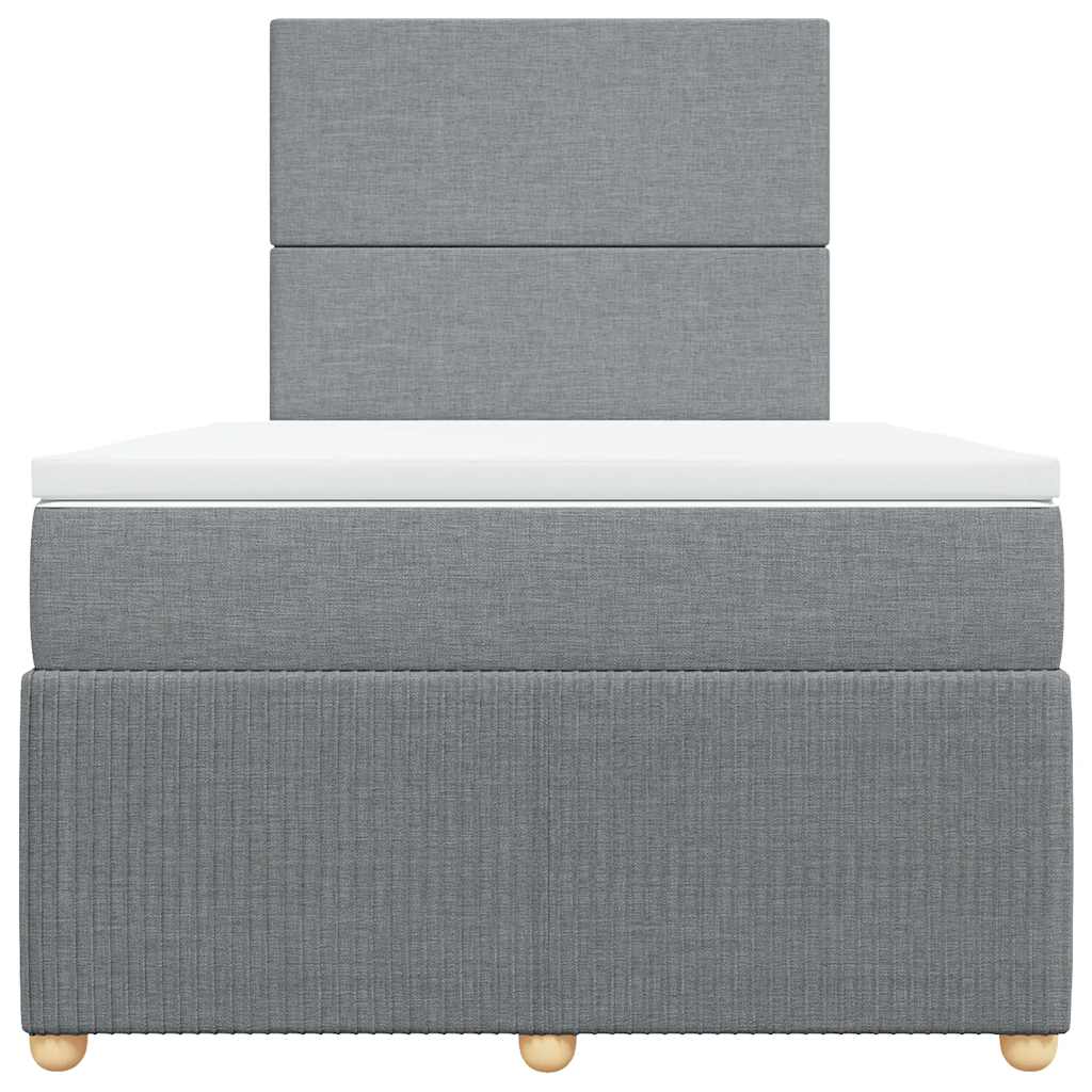 vidaXL Κρεβάτι Boxspring με Στρώμα Ανοιχτό Γκρι 120x190 εκ. Υφασμάτινο