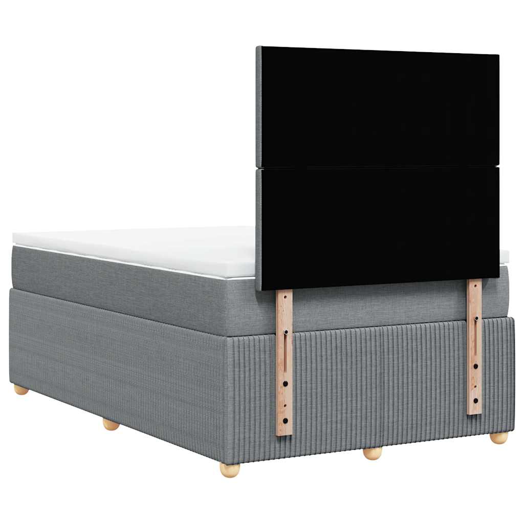 vidaXL Κρεβάτι Boxspring με Στρώμα Ανοιχτό Γκρι 120x190 εκ. Υφασμάτινο