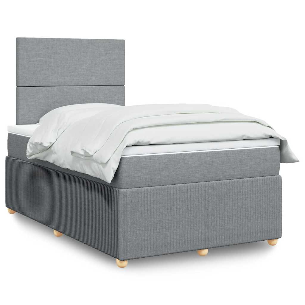 vidaXL Κρεβάτι Boxspring με Στρώμα Ανοιχτό Γκρι 120x190 εκ. Υφασμάτινο