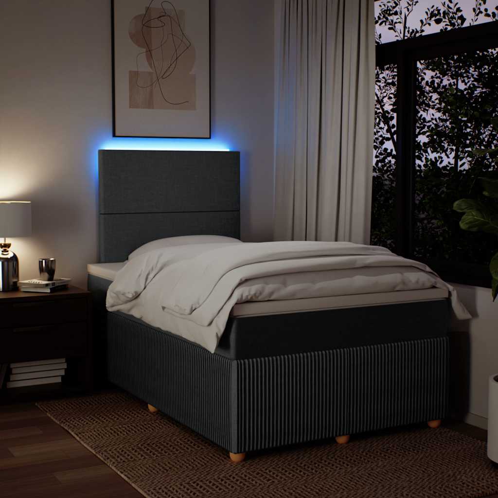 vidaXL Κρεβάτι Boxspring με Στρώμα Σκούρο Γκρι 120x190 εκ Υφασμάτινο
