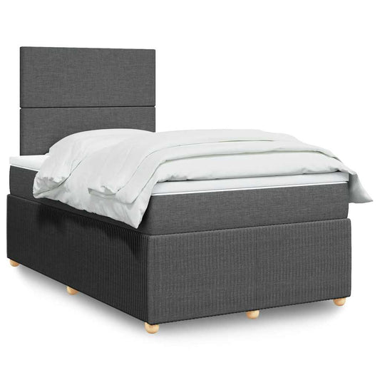 vidaXL Κρεβάτι Boxspring με Στρώμα Σκούρο Γκρι 120x190 εκ Υφασμάτινο