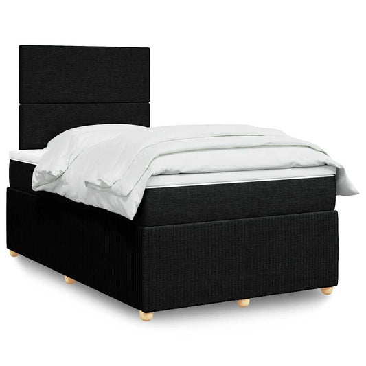 vidaXL Κρεβάτι Boxspring με Στρώμα Μαύρο 120x190 εκ. Υφασμάτινο