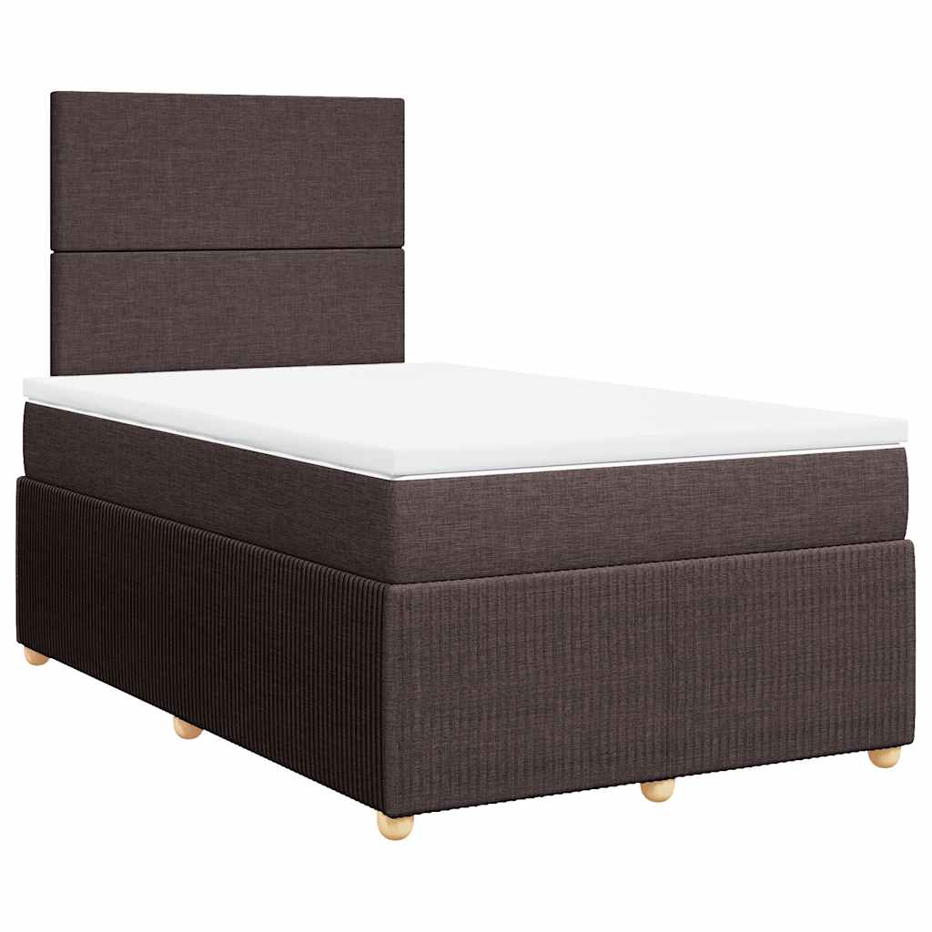 vidaXL Κρεβάτι Boxspring με Στρώμα Σκούρο Καφέ 120x190 εκ Υφασμάτινο