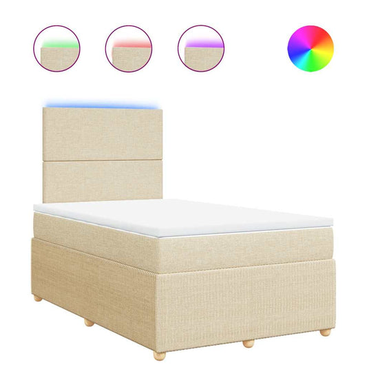vidaXL Κρεβάτι Boxspring με Στρώμα Κρεμ 120x190 εκ. Υφασμάτινο