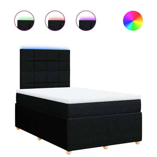 vidaXL Κρεβάτι Boxspring με Στρώμα Μαύρο 120x190 εκ. Υφασμάτινο