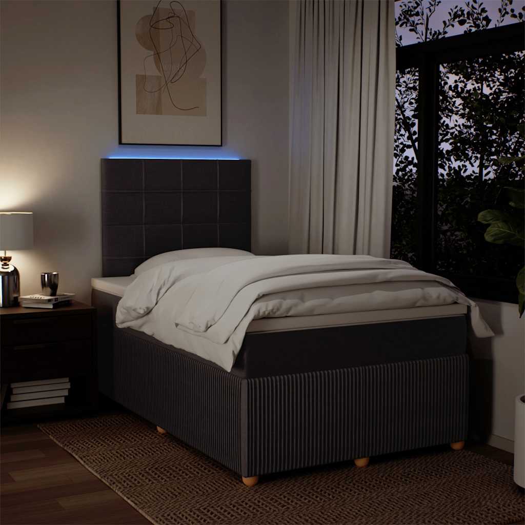 vidaXL Κρεβάτι Boxspring με Στρώμα Σκούρο Καφέ 120x190 εκ Υφασμάτινο