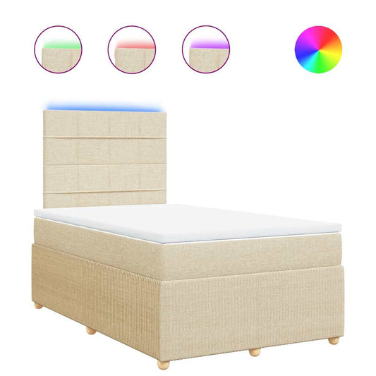 vidaXL Κρεβάτι Boxspring με Στρώμα Κρεμ 120x190 εκ. Υφασμάτινο