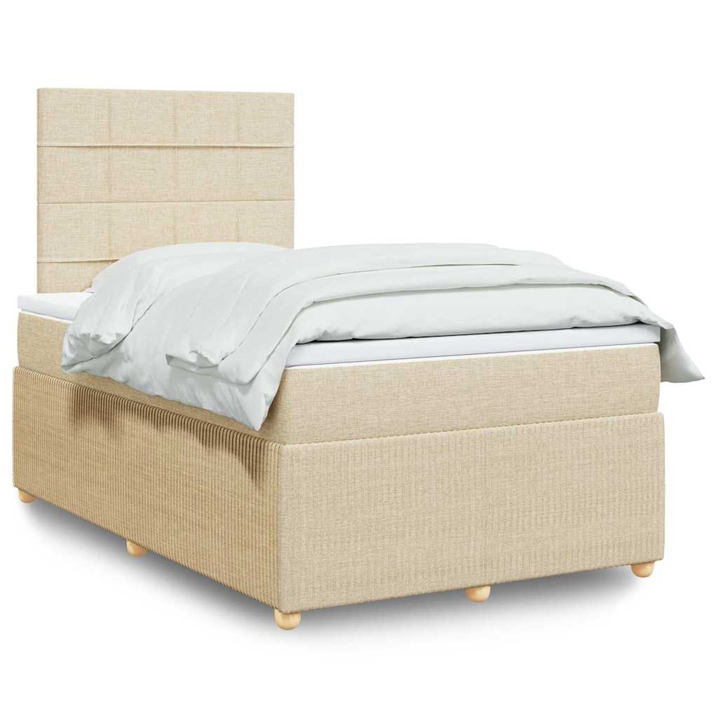 vidaXL Κρεβάτι Boxspring με Στρώμα Κρεμ 120x190 εκ. Υφασμάτινο