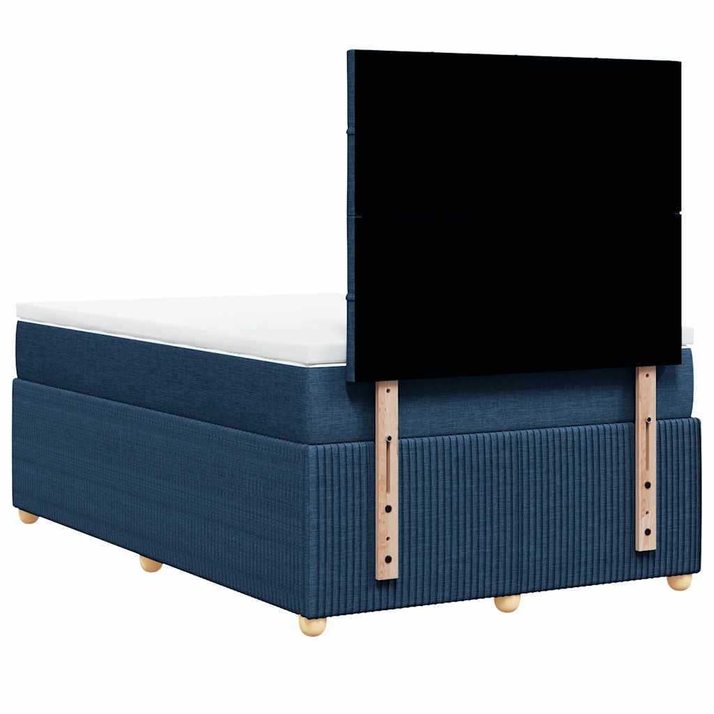 vidaXL Κρεβάτι Boxspring με Στρώμα Μπλε 120x190 εκ. Υφασμάτινο