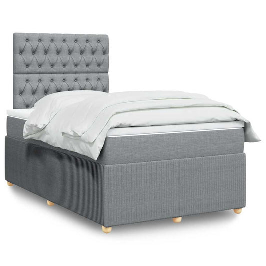 vidaXL Κρεβάτι Boxspring με Στρώμα Ανοιχτό Γκρι 120x190 εκ. Υφασμάτινο