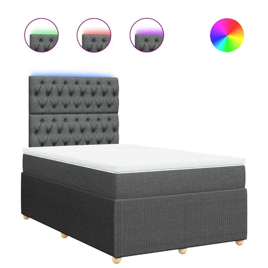 vidaXL Κρεβάτι Boxspring με Στρώμα Σκούρο Γκρι 120x190 εκ Υφασμάτινο
