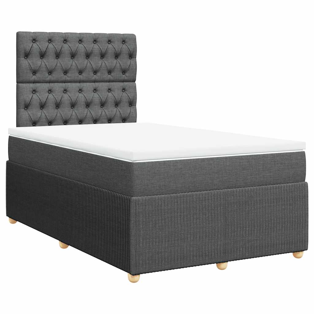 vidaXL Κρεβάτι Boxspring με Στρώμα Σκούρο Γκρι 120x190 εκ Υφασμάτινο