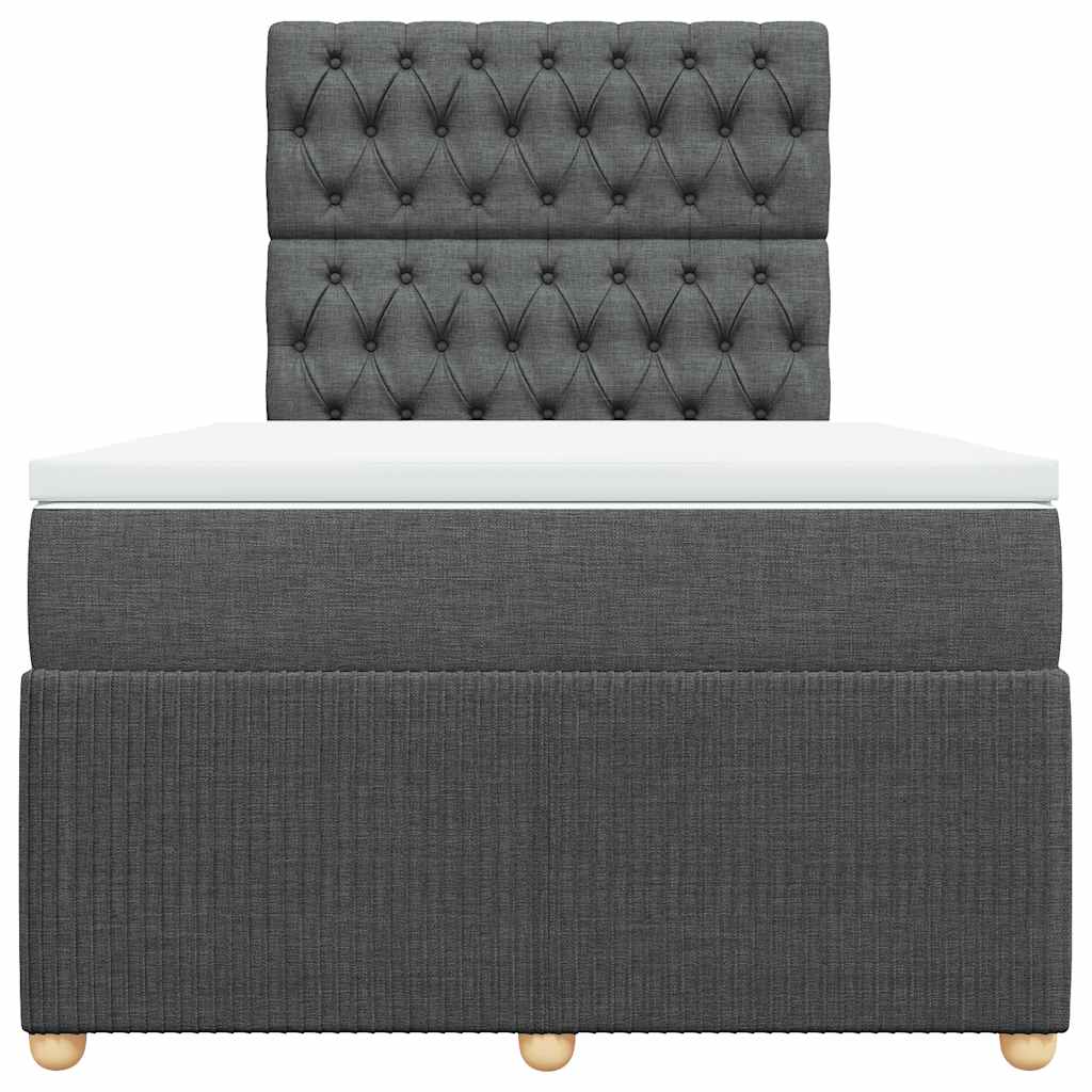 vidaXL Κρεβάτι Boxspring με Στρώμα Σκούρο Γκρι 120x190 εκ Υφασμάτινο