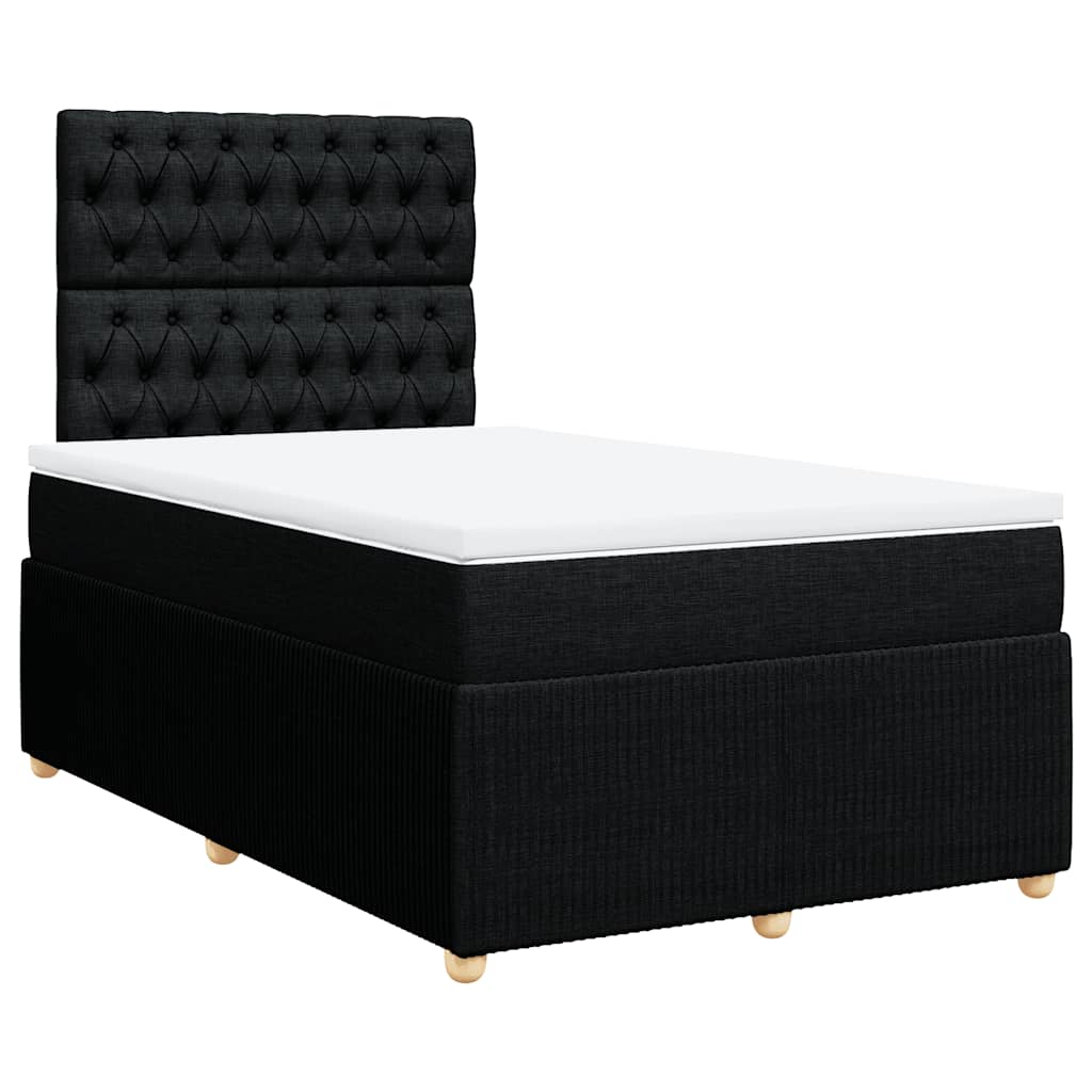 vidaXL Κρεβάτι Boxspring με Στρώμα Μαύρο 120x190 εκ. Υφασμάτινο