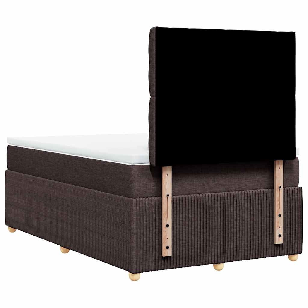 vidaXL Κρεβάτι Boxspring με Στρώμα Σκούρο Καφέ 120x190 εκ Υφασμάτινο