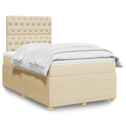 vidaXL Κρεβάτι Boxspring με Στρώμα Κρεμ 120x190 εκ. Υφασμάτινο