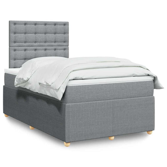 vidaXL Κρεβάτι Boxspring με Στρώμα Ανοιχτό Γκρι 120x190 εκ. Υφασμάτινο