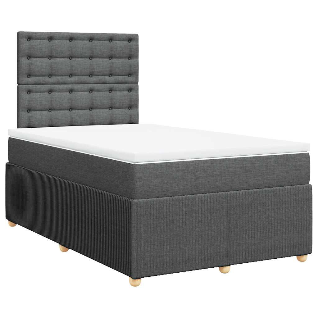 vidaXL Κρεβάτι Boxspring με Στρώμα Σκούρο Γκρι 120x190 εκ Υφασμάτινο
