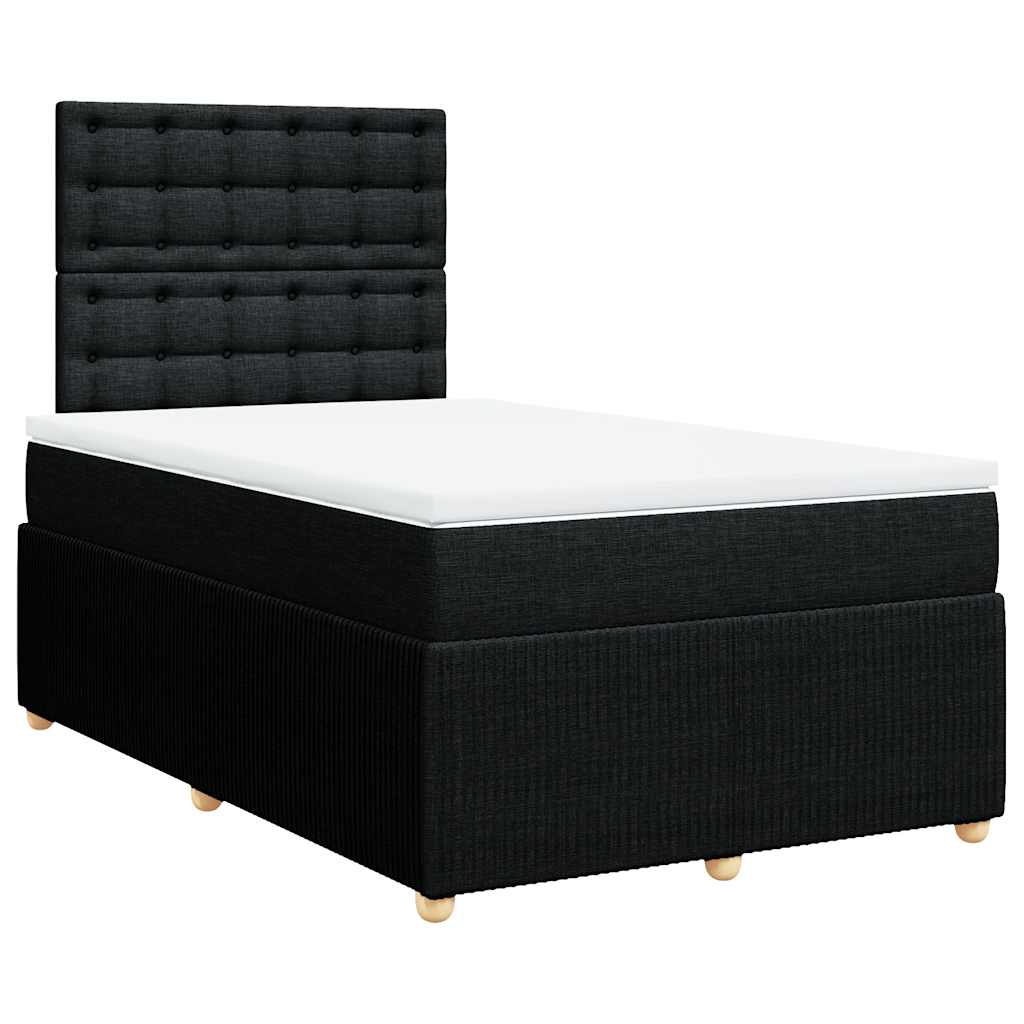 vidaXL Κρεβάτι Boxspring με Στρώμα Μαύρο 120x190 εκ. Υφασμάτινο