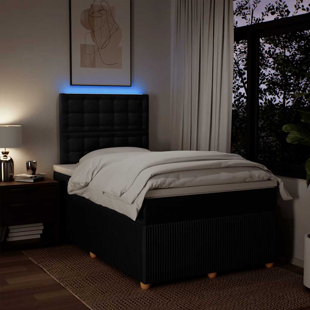 vidaXL Κρεβάτι Boxspring με Στρώμα Μαύρο 120x190 εκ. Υφασμάτινο