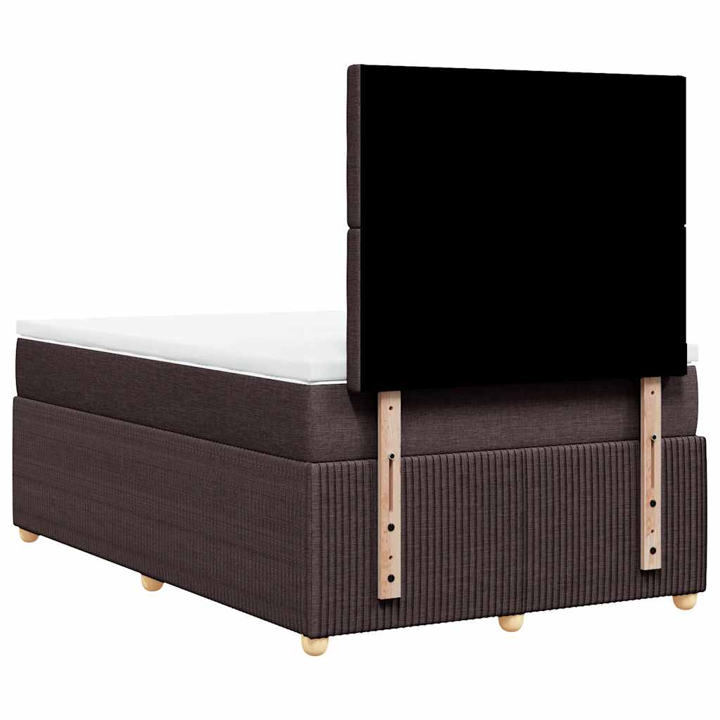 vidaXL Κρεβάτι Boxspring με Στρώμα Σκούρο Καφέ 120x190 εκ Υφασμάτινο