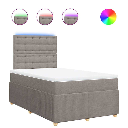 vidaXL Κρεβάτι Boxspring με Στρώμα Taupe 120x190 εκ. Υφασμάτινο