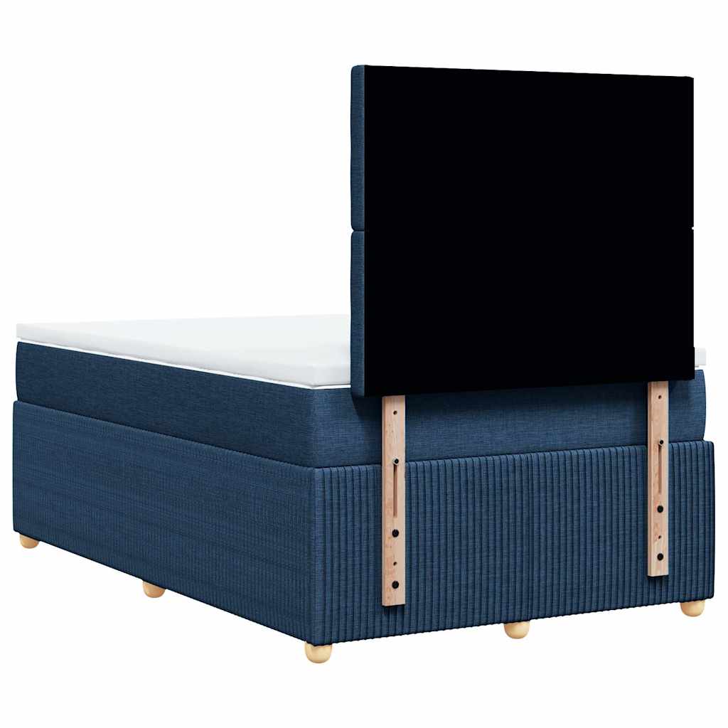 vidaXL Κρεβάτι Boxspring με Στρώμα Μπλε 120x190 εκ. Υφασμάτινο