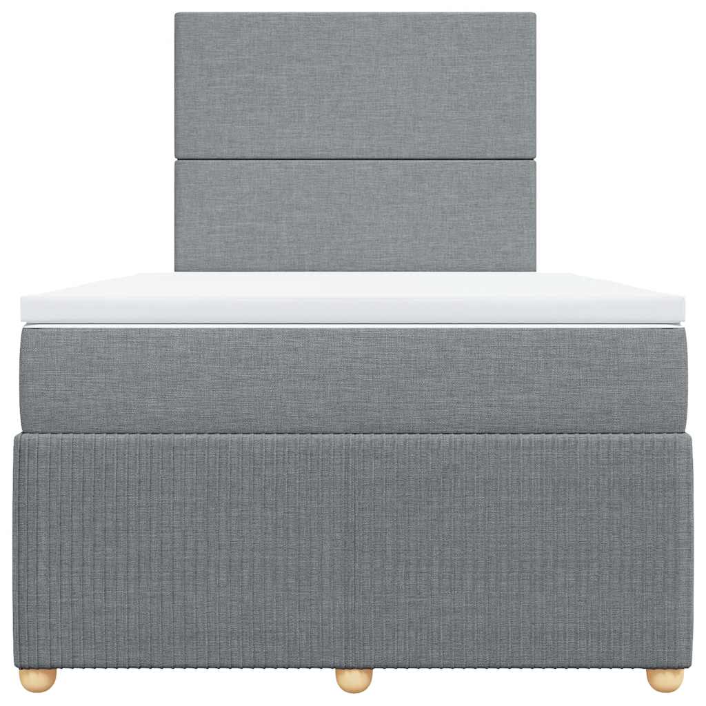 vidaXL Κρεβάτι Boxspring με Στρώμα Ανοιχτό Γκρι 120x200 εκ. Υφασμάτινο