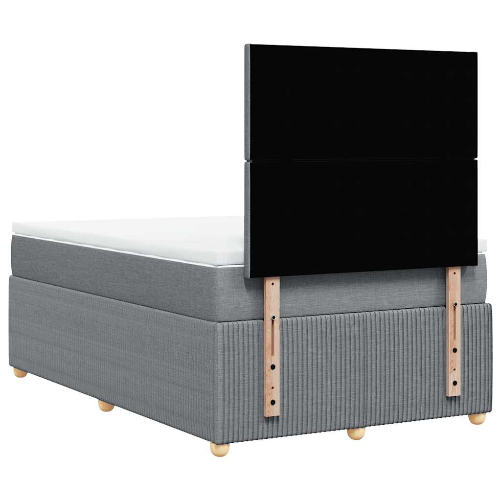 vidaXL Κρεβάτι Boxspring με Στρώμα Ανοιχτό Γκρι 120x200 εκ. Υφασμάτινο