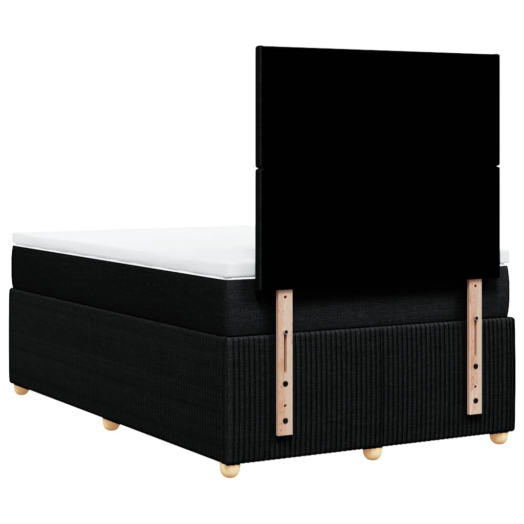 vidaXL Κρεβάτι Boxspring με Στρώμα Μαύρο 120x200 εκ. Υφασμάτινο