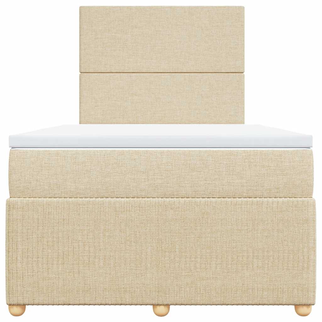 vidaXL Κρεβάτι Boxspring με Στρώμα Κρεμ 120x200 εκ. Υφασμάτινο