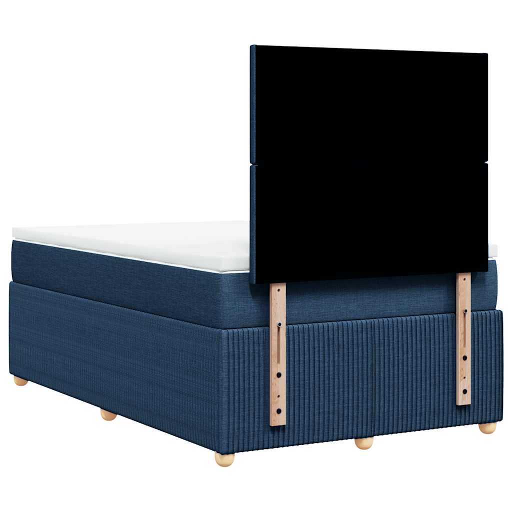 vidaXL Κρεβάτι Boxspring με Στρώμα Μπλε 120x200 εκ. Υφασμάτινο