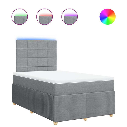 vidaXL Κρεβάτι Boxspring με Στρώμα Ανοιχτό Γκρι 120x200 εκ. Υφασμάτινο