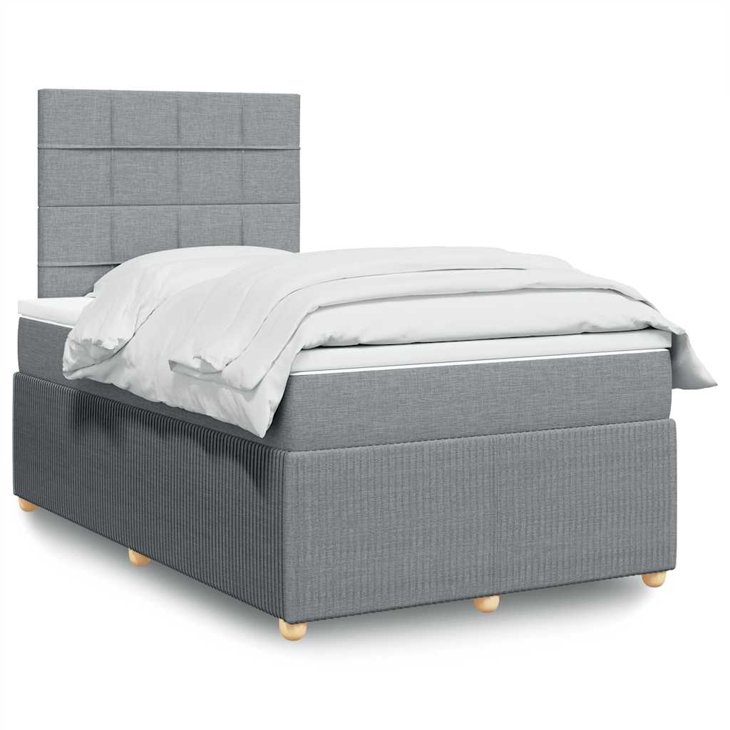 vidaXL Κρεβάτι Boxspring με Στρώμα Ανοιχτό Γκρι 120x200 εκ. Υφασμάτινο