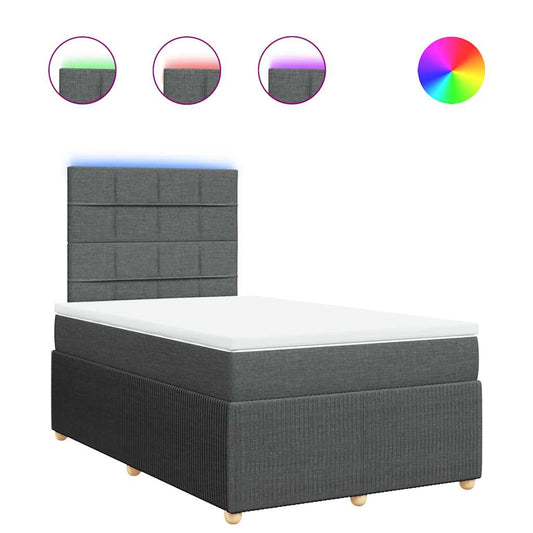 vidaXL Κρεβάτι Boxspring με Στρώμα Σκούρο Γκρι 120x200 εκ. Υφασμάτινο