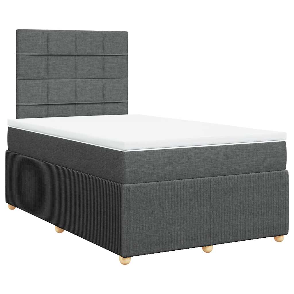 vidaXL Κρεβάτι Boxspring με Στρώμα Σκούρο Γκρι 120x200 εκ. Υφασμάτινο