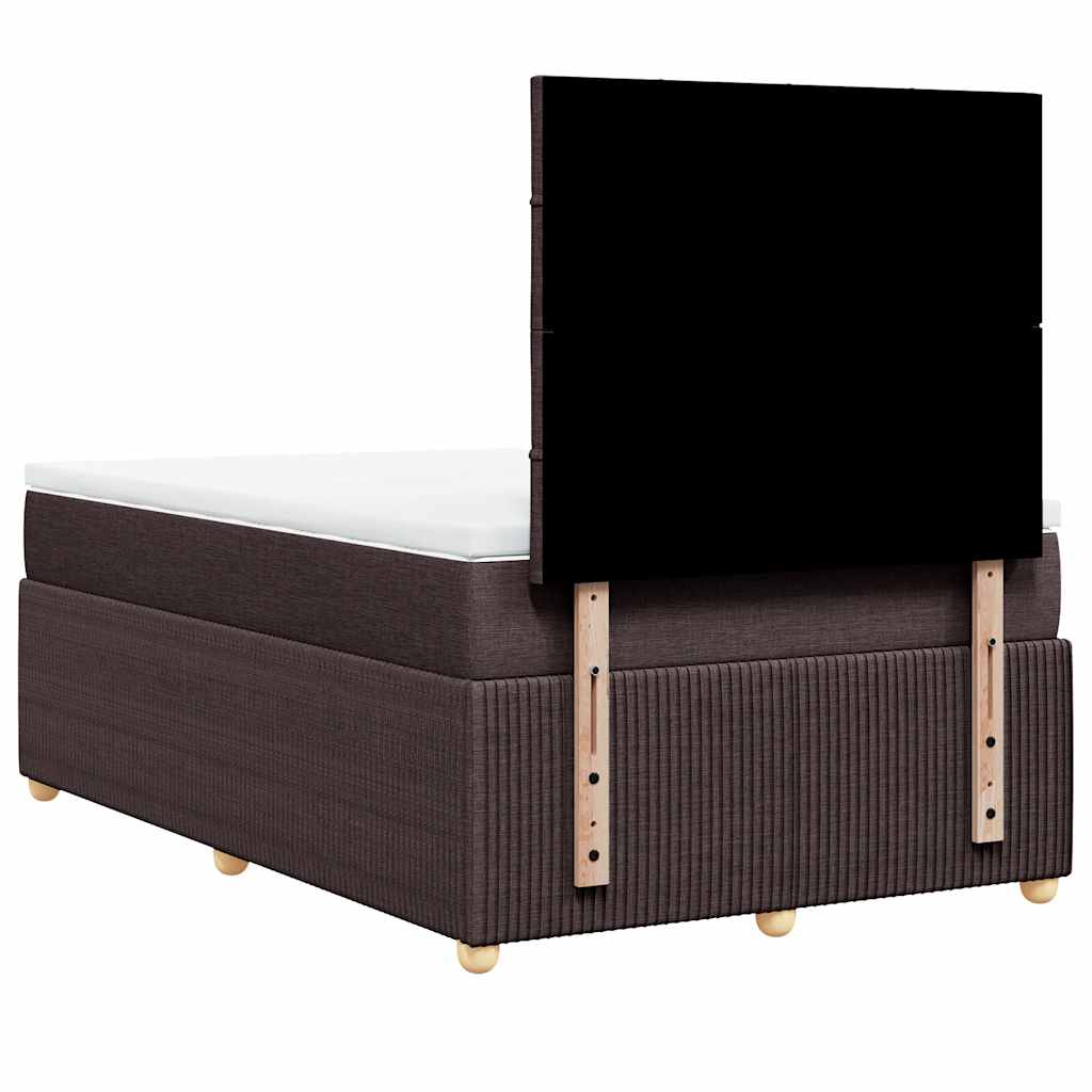 vidaXL Κρεβάτι Boxspring με Στρώμα Σκούρο Καφέ 120x200 εκ. Υφασμάτινο