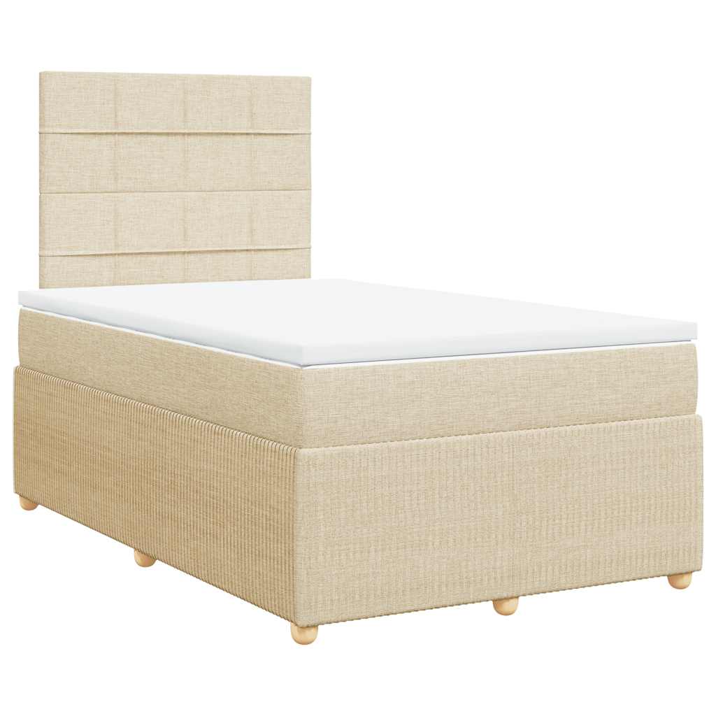 vidaXL Κρεβάτι Boxspring με Στρώμα Κρεμ 120x200 εκ. Υφασμάτινο