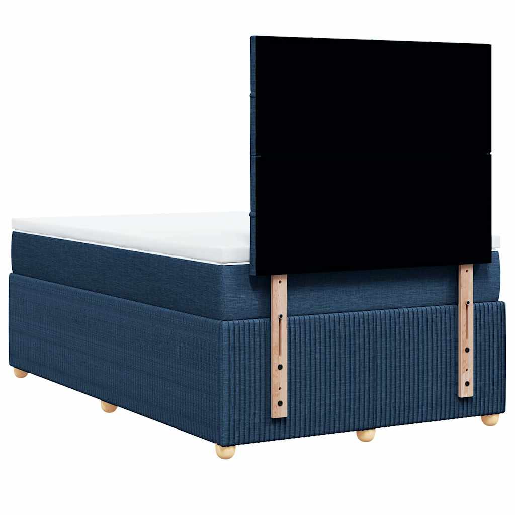 vidaXL Κρεβάτι Boxspring με Στρώμα Μπλε 120x200 εκ. Υφασμάτινο