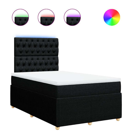 vidaXL Κρεβάτι Boxspring με Στρώμα Μαύρο 120x200 εκ. Υφασμάτινο