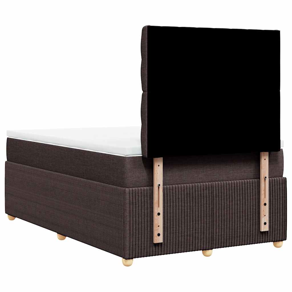 vidaXL Κρεβάτι Boxspring με Στρώμα Σκούρο Καφέ 120x200 εκ. Υφασμάτινο