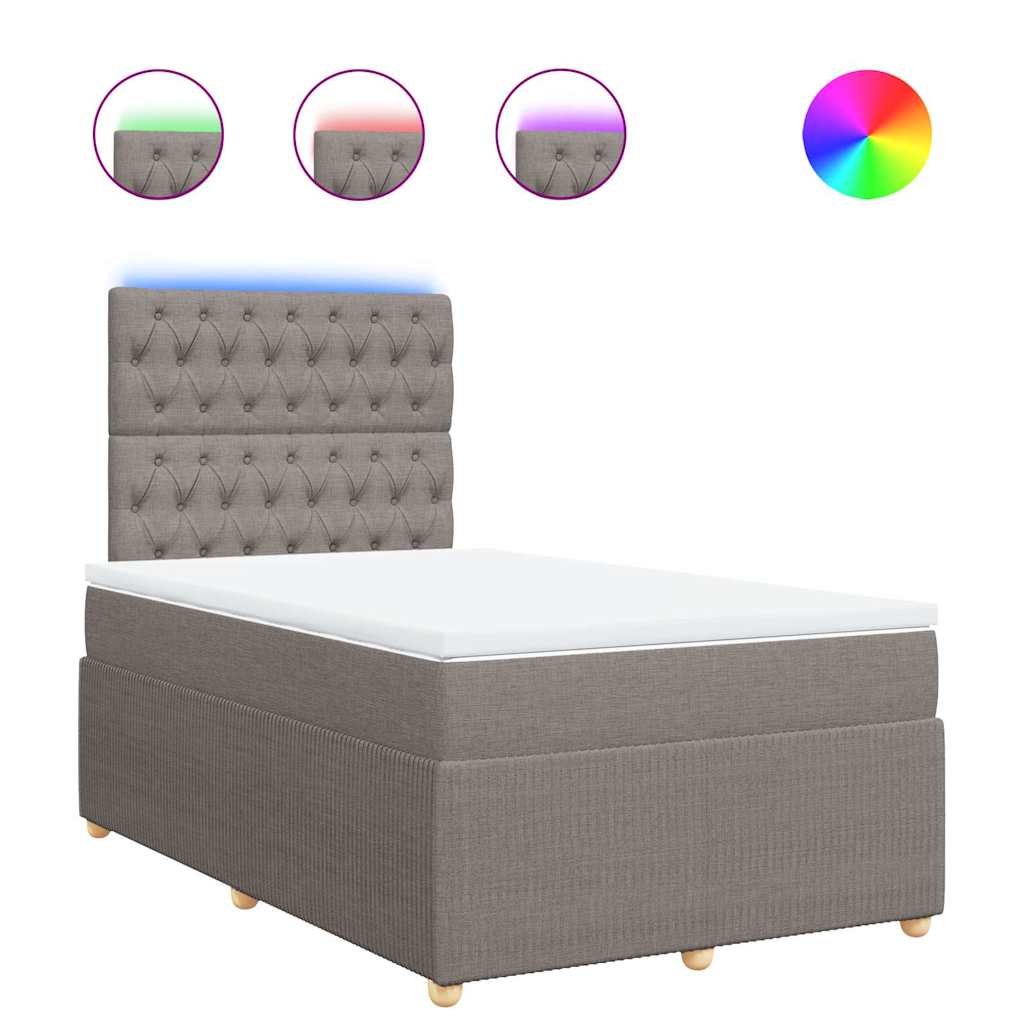 vidaXL Κρεβάτι Boxspring με Στρώμα Taupe 120x200 εκ. Υφασμάτινο