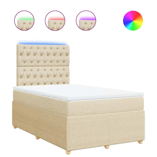vidaXL Κρεβάτι Boxspring με Στρώμα Κρεμ 120x200 εκ. Υφασμάτινο