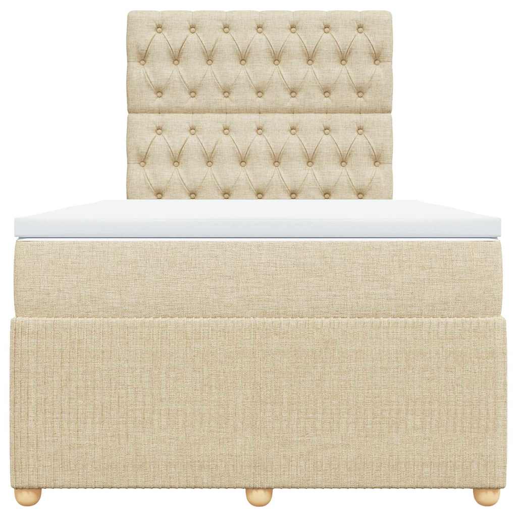 vidaXL Κρεβάτι Boxspring με Στρώμα Κρεμ 120x200 εκ. Υφασμάτινο