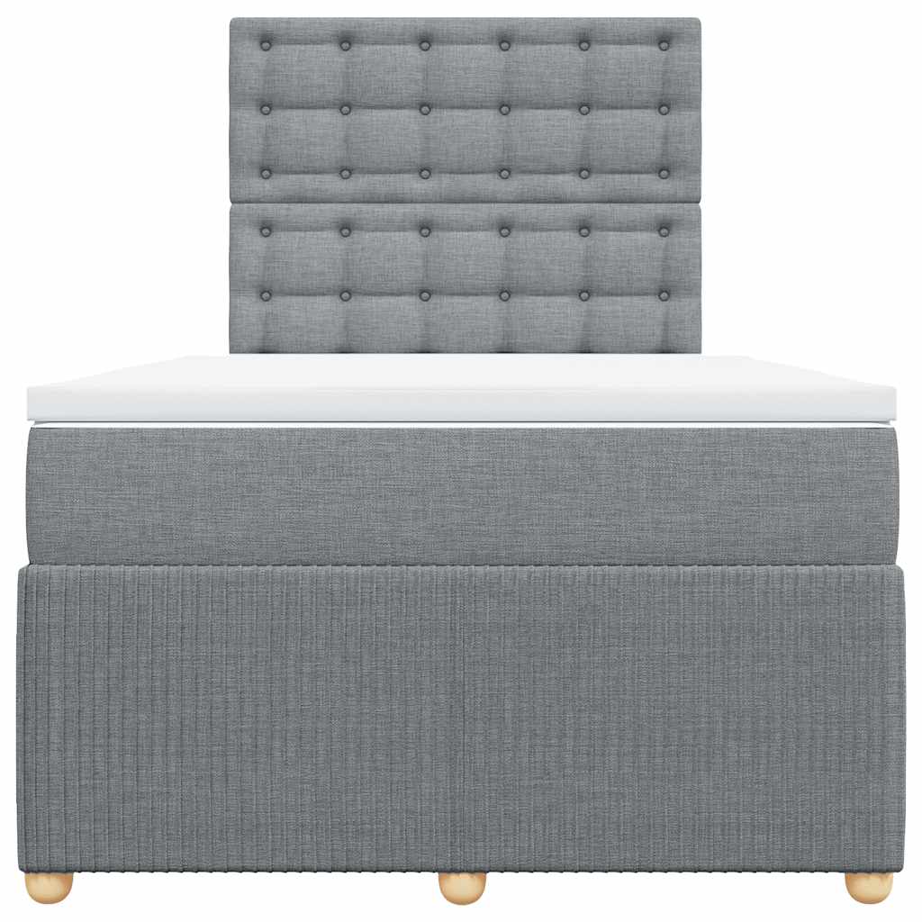 vidaXL Κρεβάτι Boxspring με Στρώμα Ανοιχτό Γκρι 120x200 εκ. Υφασμάτινο