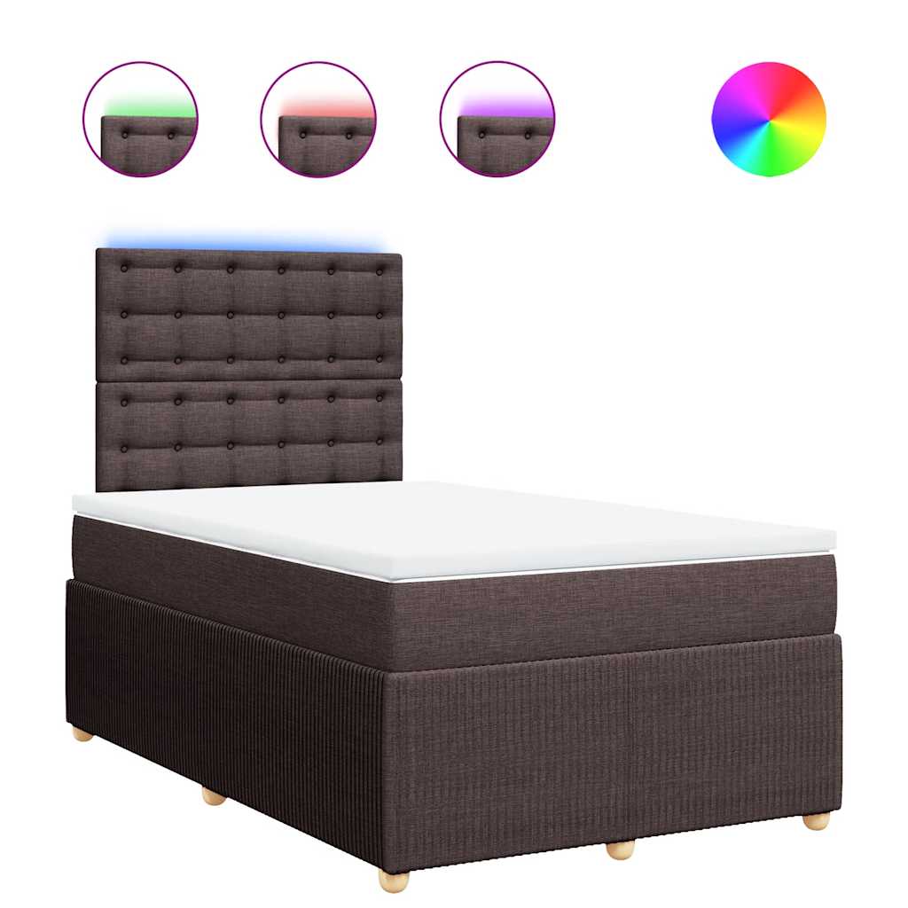 vidaXL Κρεβάτι Boxspring με Στρώμα Σκούρο Καφέ 120x200 εκ. Υφασμάτινο
