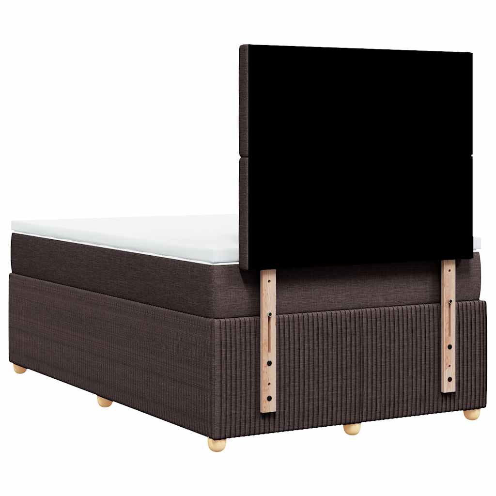 vidaXL Κρεβάτι Boxspring με Στρώμα Σκούρο Καφέ 120x200 εκ. Υφασμάτινο