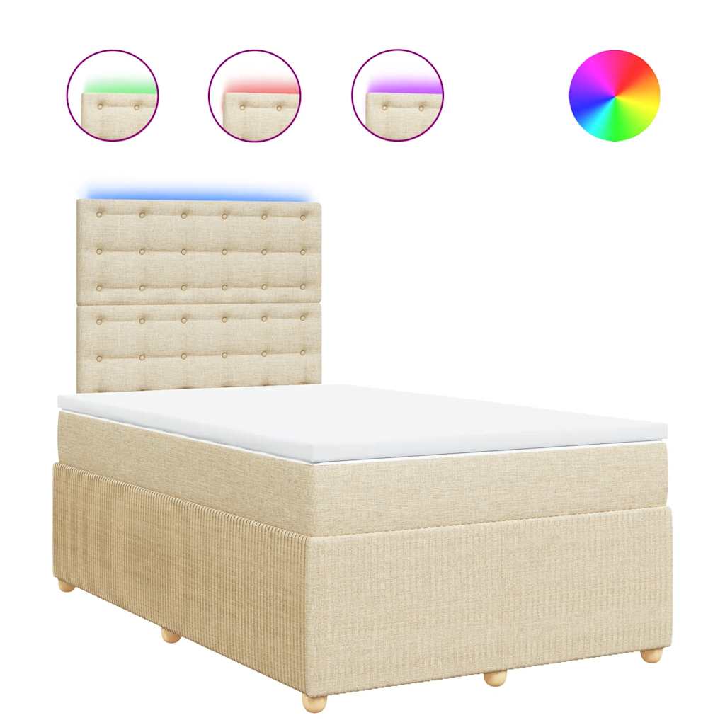 vidaXL Κρεβάτι Boxspring με Στρώμα Κρεμ 120x200 εκ. Υφασμάτινο