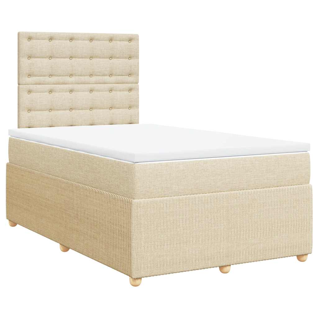 vidaXL Κρεβάτι Boxspring με Στρώμα Κρεμ 120x200 εκ. Υφασμάτινο