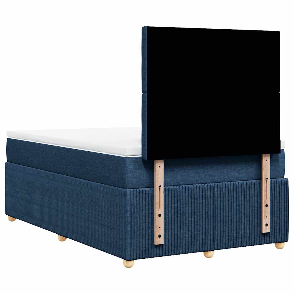 vidaXL Κρεβάτι Boxspring με Στρώμα Μπλε 120x200 εκ. Υφασμάτινο